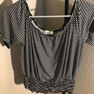 Striped off the shoulder crop top